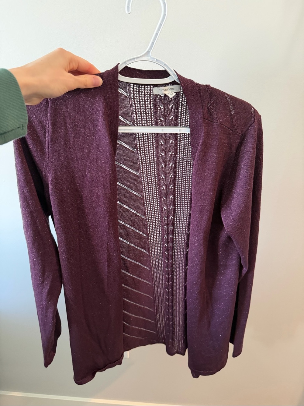 Maurices Women's Open Knit Cardigan - Deep Plum